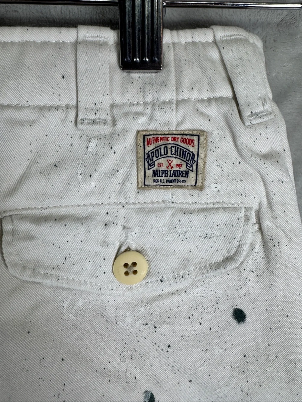 Polo Ralph Lauren Boy’s Chino Short Paint-splattered Cream Size 6